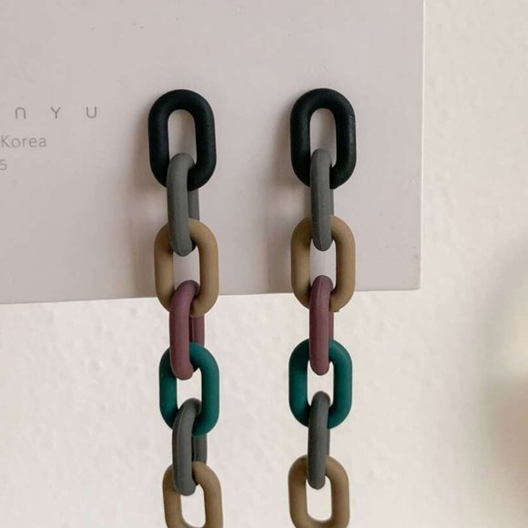 ⭐️✨ FREE Chain Link Boho Peasant Art Deco Farm Hipster Hippie Modern Earrings - Picture 3 of 8
